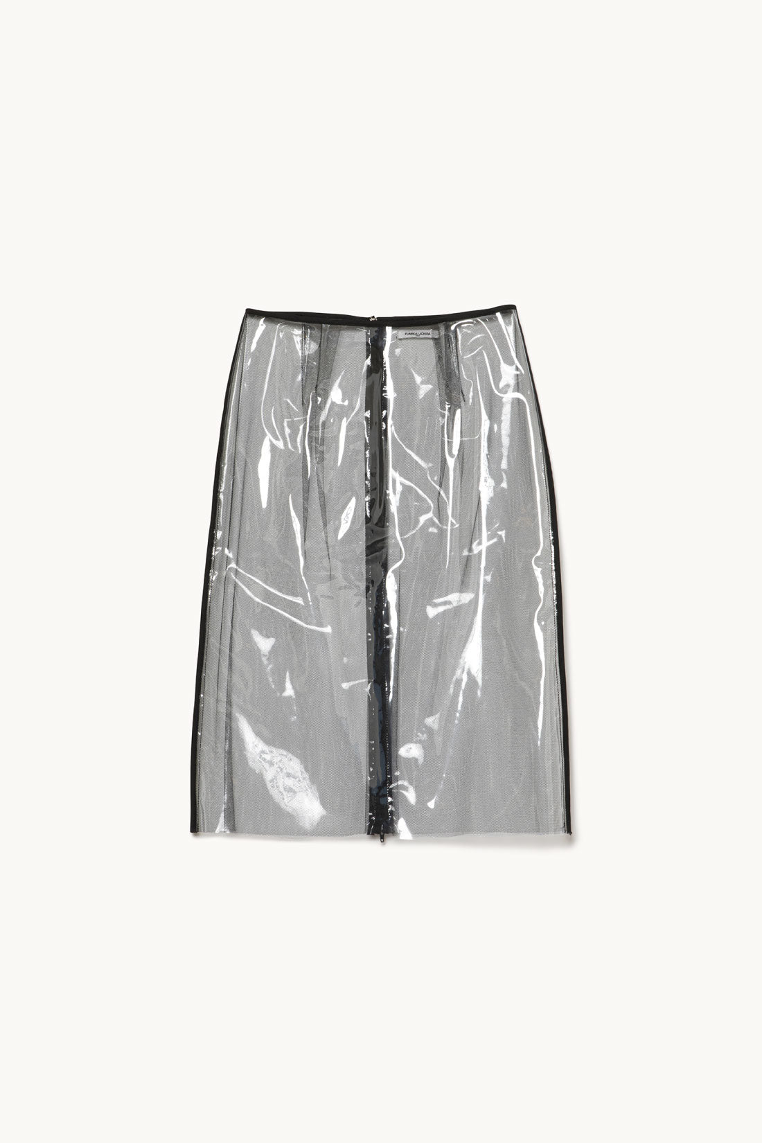 Vinyl/Tulle Back Zipped Midi Skirt