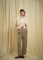 Plaid Tweed High-Waist Slacks