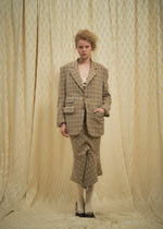 Plaid Tweed Notched Lapel Jacket