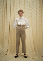 Plaid Tweed High-Waist Slacks