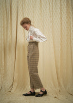 Plaid Tweed High-Waist Slacks