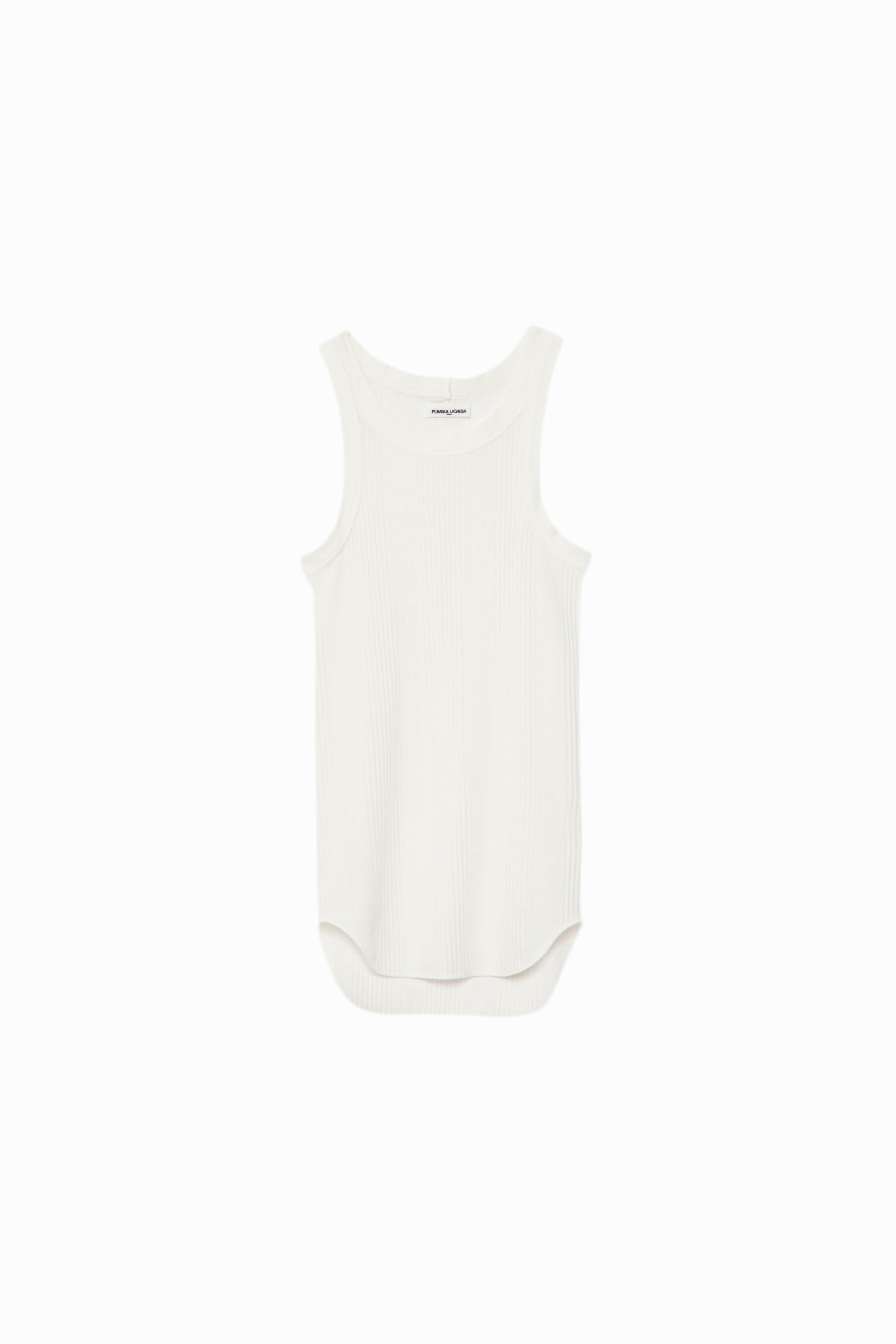 FUMIKA_UCHIDA / NEEDLE DRAWING GARTER TANK TOP (WHITE