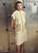 Plaid voile sleeveless shirt