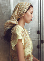 Plaid voile head cap
