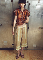 Plaid voile cropped pants