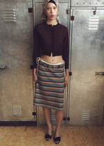Grandrelle multi stripes  belted skirt
