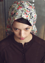 Floral voile head cap