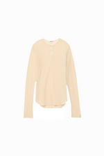 Gauze Waffle Henley-neck Top