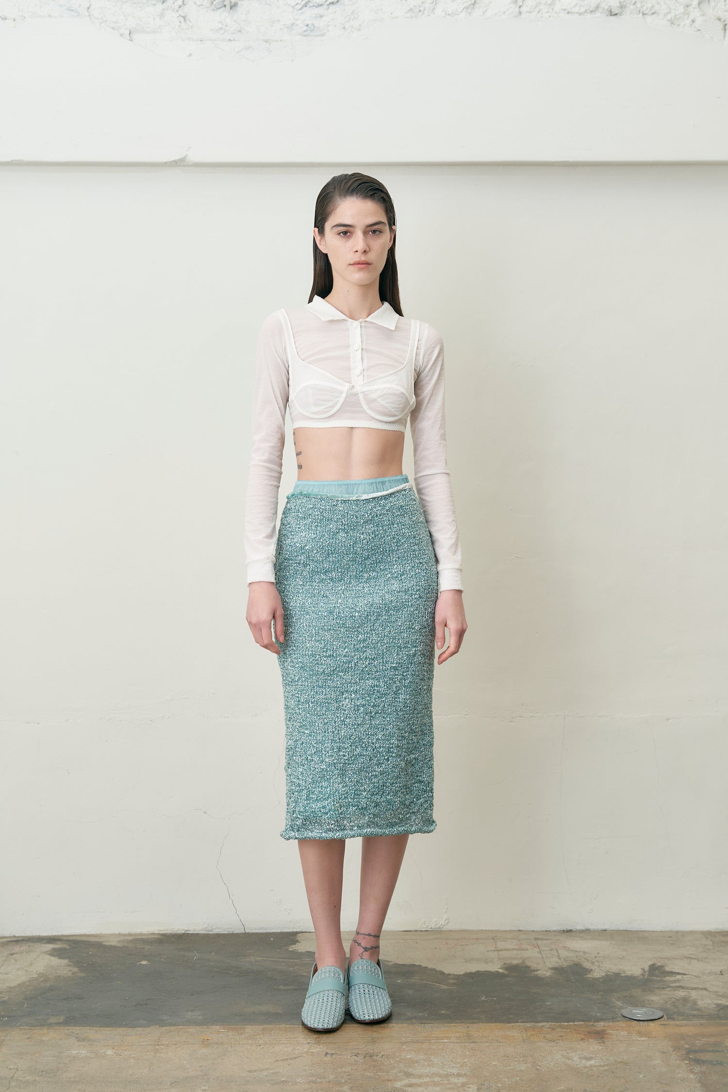 VIinyl String Knitted Midi Skirt