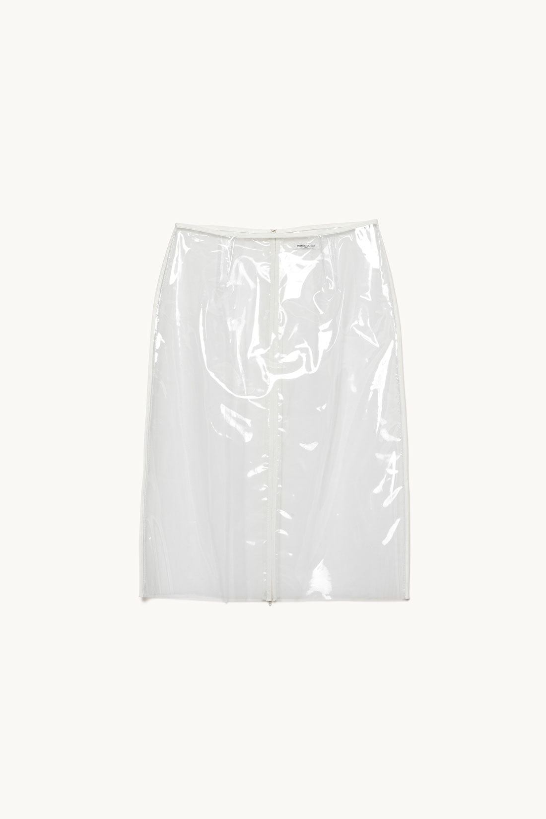 Vinyl/Tulle Back Zipped Midi Skirt