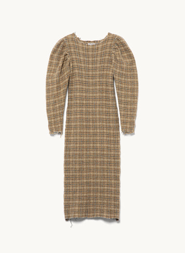 Gauze Plaid Midi Dress