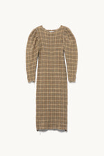 Gauze Plaid Midi Dress