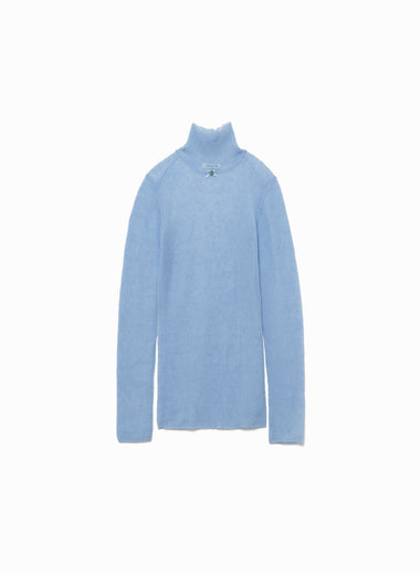 Gauze Ribbed Turtleneck Sweater