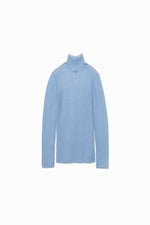 Gauze Ribbed Turtleneck Sweater