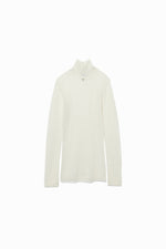 Gauze Ribbed Turtleneck Sweater