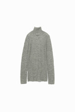 Gauze Ribbed Turtleneck Sweater
