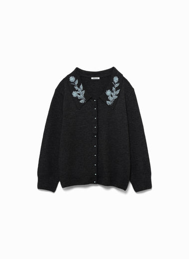 Hand-beaded Fulling Collared Cardigan