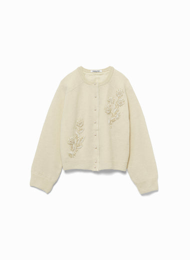 Hand-beaded Fulling Crew-neck Cardigan