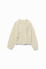 Hand-beaded Fulling Crew-neck Cardigan