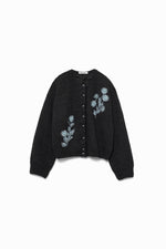 Hand-beaded Fulling Crew-neck Cardigan