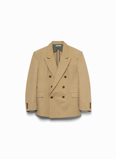 Twill Peaked Lapel Double Jacket 