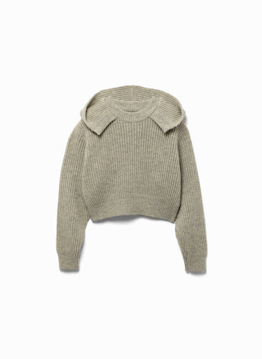 Shetland Rib Stitch Hooded Pullover