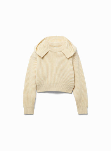 Shetland Rib Stitch Hooded Pullover