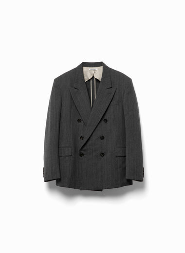 Herringbone Peaked Lapel Double Jacket