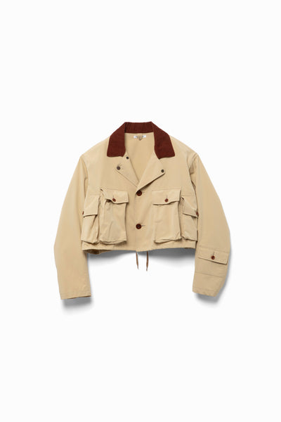 fumika _uchida フミカウチダ　ノーカラー ジャケット ベージュ FUMIKA_UCHIDA/POPLIN SHORT JACKET(SAND/BEIGE)