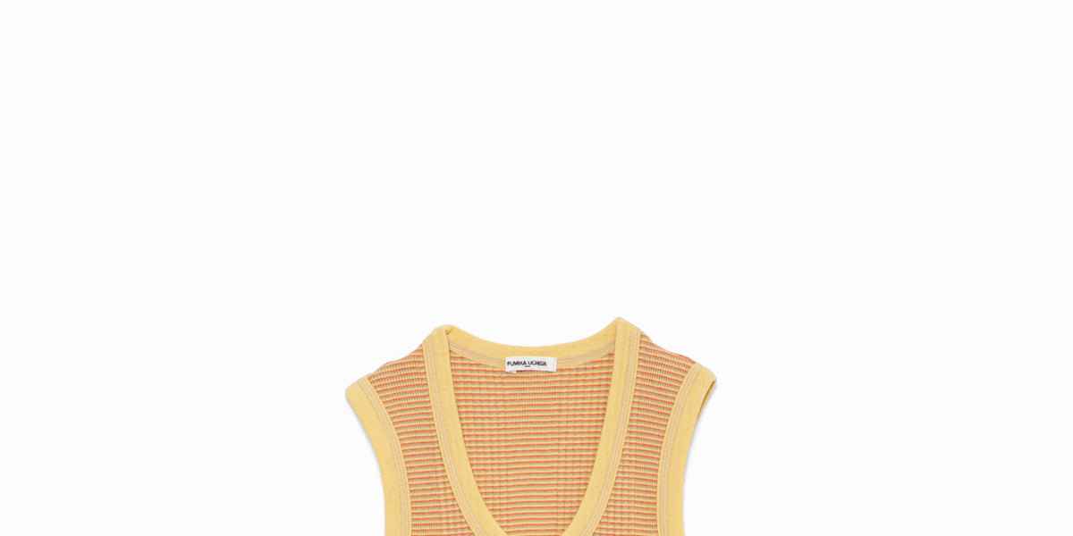 トップス FUMIKA UCHIDA Needle Drawing BORDER TANK FUMIKA UCHIDA】 NEEDLE DRAWING GATER TANKTOP – ONENESS