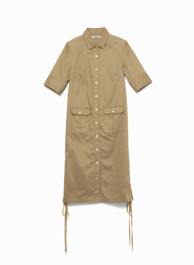 Twill Button-up Shirt Dress