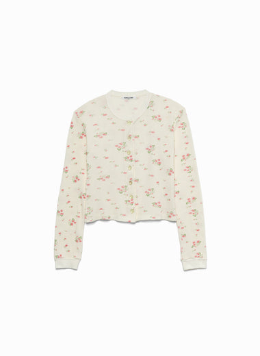 Floral Print Waﬄe Cardigan