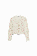 Floral Print Waﬄe Cardigan