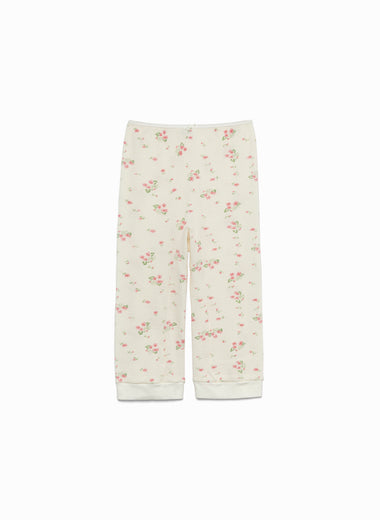 Floral Print Waﬄe Cropped Pants