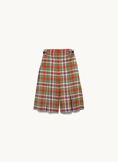 Tartan Plaid Belted Pantacourt