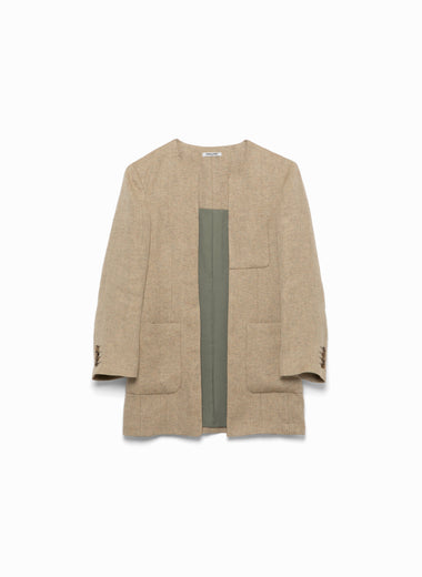 Hemp Suiting Collarless Jacket