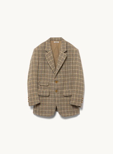 Plaid Tweed Notched Lapel Jacket