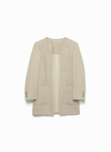 Hemp Suiting Collarless Jacket