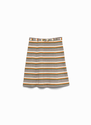 Grandrelle multi stripes  belted skirt