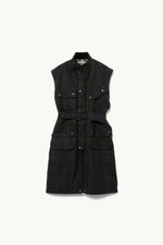 Oiled Tartan Plaid Sleeveless Hunter Coat