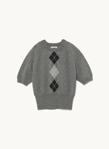 Cashmere Argyle Sweater _Short Sleeve