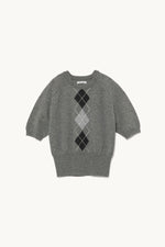 Cashmere Argyle Sweater _Short Sleeve