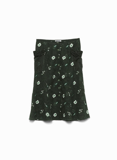 Allover Emb. Button Down Midi Skirt