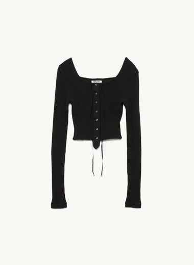 Vintage Ribbed Corset Top _Long Sleeeve