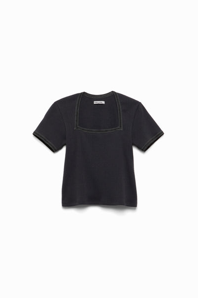 FUMIKA UCHIDA / MULTICOLOR STRIPE T-SHIRT / WHITE/BEIGE