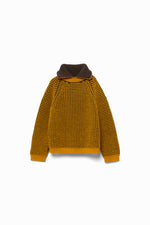 Popcorn Stitch Roll Collar Sweater
