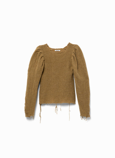 Gauze Shetland Puff-sleeve Top