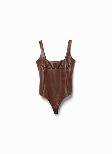 Stretch Vegan Leather Bodysuit