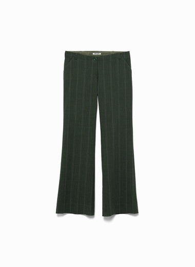 Striped Wool Suiting Low-waist Slacks