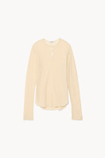 Gauze Waffle Henley-neck Top